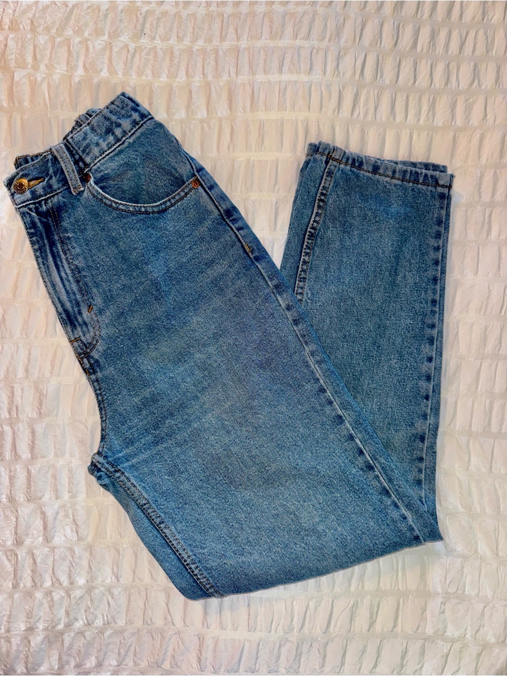 Pull&Bear Light Blue Denim Jeans with Metal Logo Button